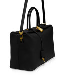 India Medium Leather Satchel Bag, Black