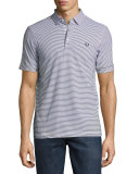 Fine-Stripe Jersey Polo Shirt, Blue