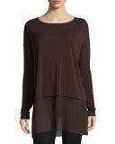 Sheer-Hem Bateau-Neck Boxy Tunic