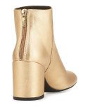 Bacari Leather Chunky-Heel Bootie, Chino