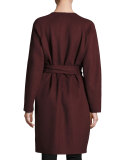 Singer Belted Wool Coat, Port/Black