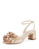 Ruffled Patent 45mm Sandal, Cipria