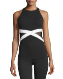X-Marked Mesh Tank Top, Black