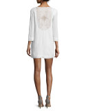 Camber Sands 3/4-Sleeve Shift Dress, Summer White