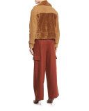 Shearling Aviator Jacket, Brown