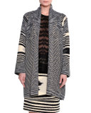 Mid-Thigh Multi Striped Cardigan, Black/White