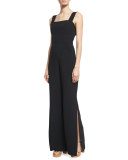 Juno Slit-Leg Jumpsuit, Black 