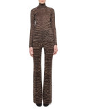 Cheetah-Print Turtleneck Sweater, Date/Steppe