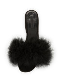 Lou Marabou Feather Sandal, Black