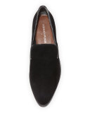 Galia Suede Smoking Slipper, Black