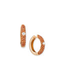 18k Rose Gold Orange Sapphire & Diamond Hoop Earrings