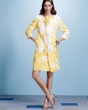 3/4-Sleeve Jacquard Jacket with Sheath Dress