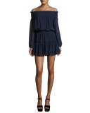 Darla Off-the-Shoulder Blouson Dress, Navy