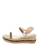 Cataclou Suede 60mm Wedge Red Sole Sandal, Sable/Corne