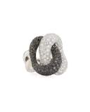 Black & White Diamond Link Ring in 18K White Gold