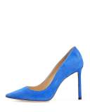 Romy Suede 100mm Pump, Cobalt