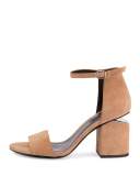 Abby Suede Tilt-Heel City Sandal, Clay