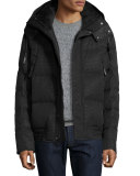 Summit Embossed Down Bomber Jacket, Jet Black