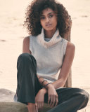 Sleeveless Sequin Cashmere Turtleneck