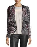 Ilda Mixed-Weave Open-Front Jacket