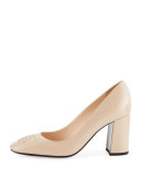 Intrecciato-Toe Patent 80mm Pump, Mink