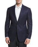 G-Line Windowpane Two-Button Jacket, Navy/Gray