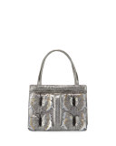 Small Butterfly Stripe Crocodile Frame Bag, Anthracite/Multi