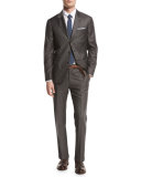 Solid 3-Button Two-Piece Suit, Asphalt
