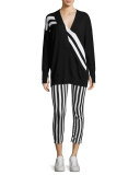 Benton Bengal Stripe Capri Jeans, Black/White