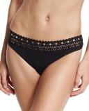 Ajourage Couture Low-Rise Swim Bottom, Black