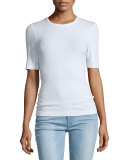 Fitted Half-Sleeve Tee, Blanc