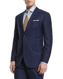 Rope-Stripe Two-Piece Wool Suit, Blue