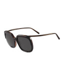 Square Cutout Monochromatic Sunglasses, Black Havana