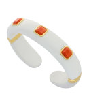 Weekend White Agate Cuff Bracelet with Coral Studs