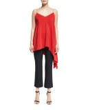 Romeo Sleeveless V-Neck Draped Top, Venetian Red