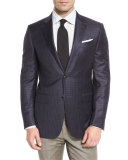 Check Two-Button Sport Coat, Navy/Camel