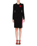 Tuxedo Jacket W/Knotted Lapel, Black/Scarlet