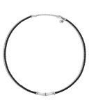 Men's Bamboo Collection Woven Leather & Sterling Silver Necklace, Black