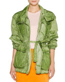Weathered Nylon Parka Jacket, Khaki Green
