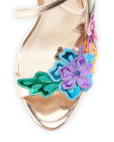 Hula 3D Floral 105mm Sandal, Rose Gold