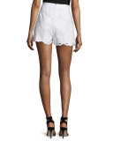 High-Waist Sunflower-Lace Shorts, White