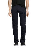 Slim-Straight Stretch-Denim Moto Jeans, Navy