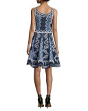 Sleeveless Intarsia Tank Dress, Navy