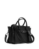 Swagger Whipstitch Leather Satchel Bag, Black