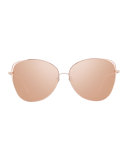 Open-Inset Mirrored Cat-Eye Sunglasses, Rose Gold