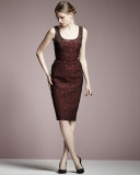 Sleeveless Embellished Sheath Dress W/Belt, Marsala