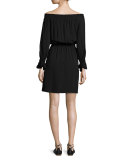 Josephine Off-the-Shoulder Silk Dress, Black