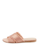 Satin Crisscross Fringe Slide Sandal