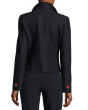 Boiled Wool One-Button Jacket, Navy