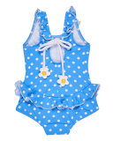 Polka-Dot Ruffle Swimsuit, Blue, Size 6-24 Months